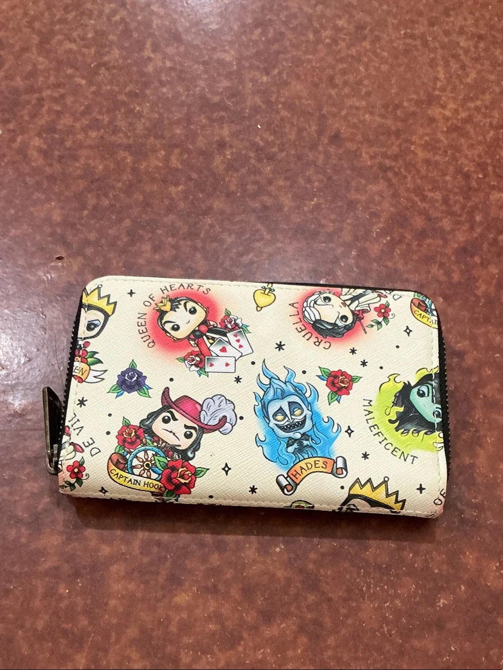 Loungefly Cream Disney Villains Pop! Zip Wallet with Multicolor Art
